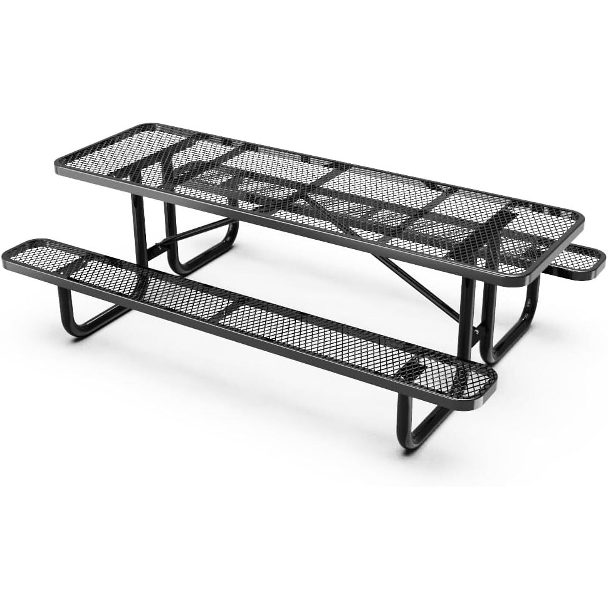 Park Elements Thermoplastic-Coated Commercial Picnic Table - 8ft., Rectangular, Black, 1200-Lb. Capacity, Model# CD-96PT-BLK